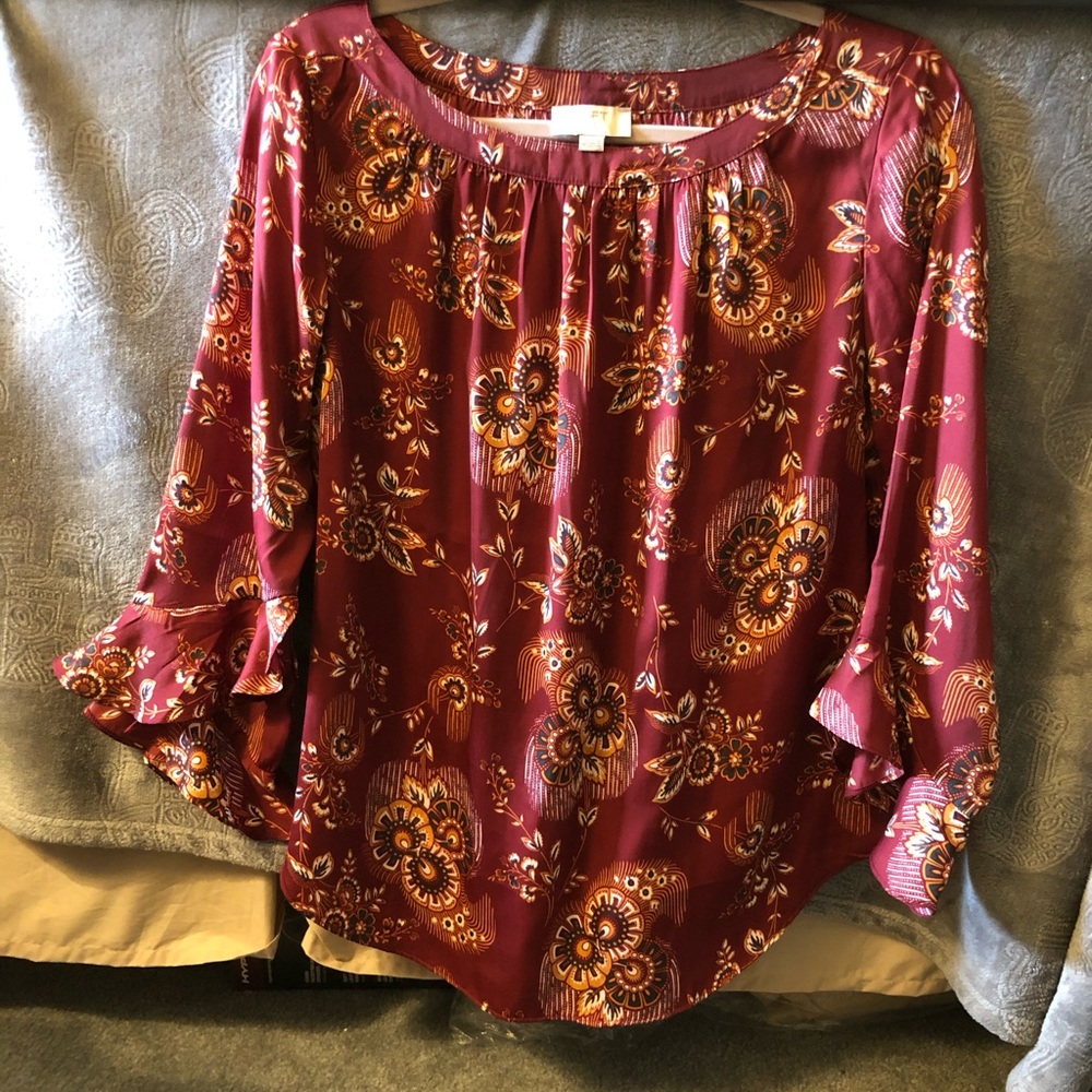 Paisley Bell Sleeve Loft Outlet Blouse